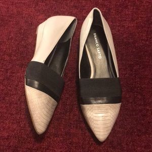 Franco Sarto Black & Grey Leather Mini Wedges Sz 8